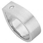 A Wide Dress Ring With Diamond C323 white gold ring with a diamond set in it.