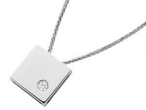 A Square Shaped Diamond Pendant C751 on a chain.
