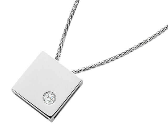 A Square Shaped Diamond Pendant C751 on a chain.