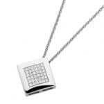 A Square Watch Set Diamonds Pendant C756 on a chain.
