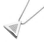 A Triangular Watch Set Diamonds Pendant C757 adorned with diamonds on a chain.
