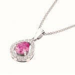 Pink Sapphire and Diamond Halo Pendant C785