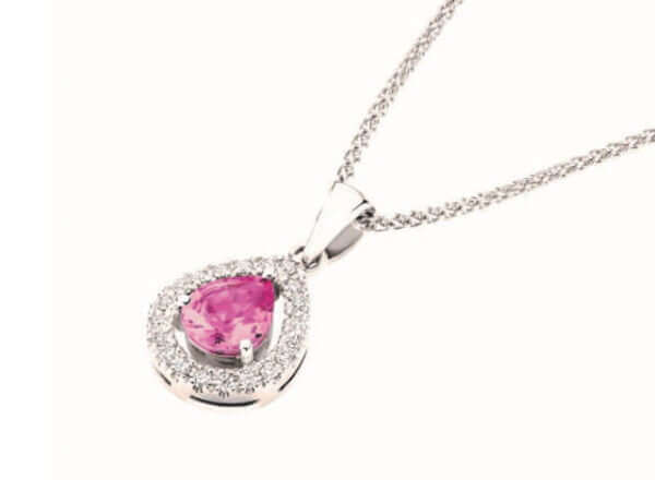 Pink Sapphire and Diamond Halo Pendant C785