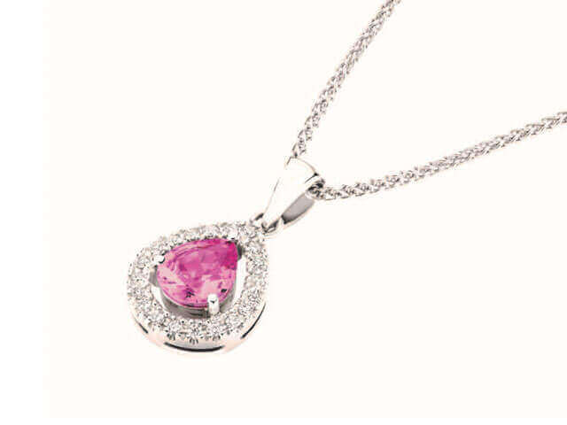 Pink Sapphire and Diamond Halo Pendant C785