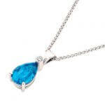 Pear Shape Topaz and Diamond Pendant C786