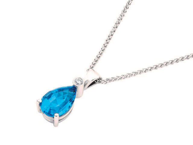 Pear Shape Topaz and Diamond Pendant C786