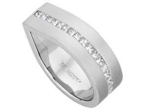 A Wide Dress Ring With One Row Set Of Diamonds C324 adorned with diamonds.