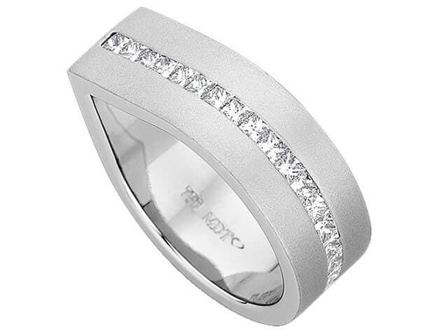 A Wide Dress Ring With One Row Set Of Diamonds C324 adorned with diamonds.