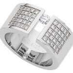 Wide Tension Set Diamond Ring With Diamond Band C809 is a wide tension set diamond ring with a diamond band.