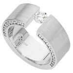 A Wide Tension Set Round Diamond Ring C811 with a round diamond in the center.