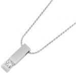 A white gold necklace with a Bar Set Princess Cut Diamond Pendant C815.