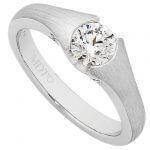 A Half Bezel Set Round Shaped Diamond Ring C823 featuring a round shaped white gold engagement ring.