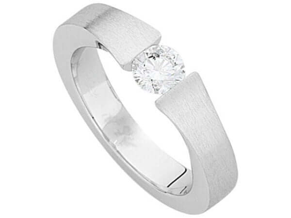 A Tension Set Round Diamond Ring C842 with a round diamond in the center.