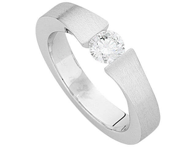A Tension Set Round Diamond Ring C842 with a round diamond in the center.