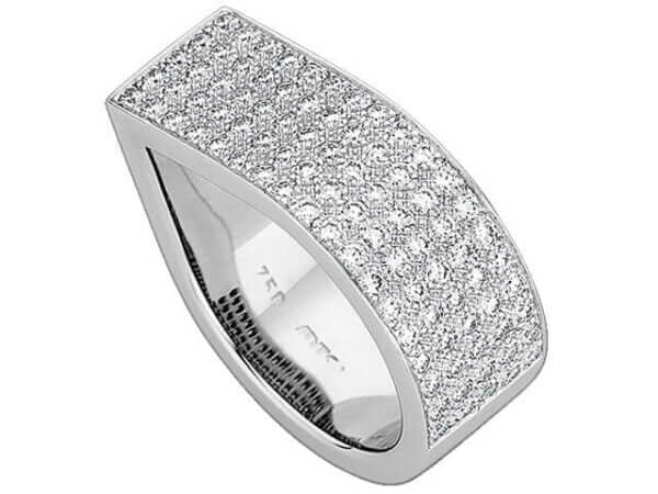 Wide Dress Ring With Watch Set Diamonds Six Design C325