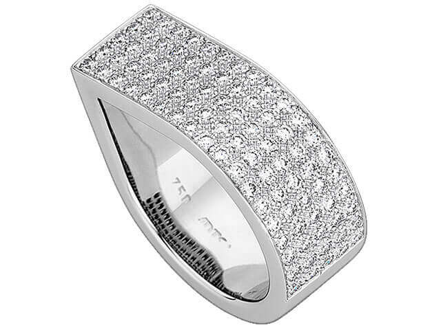 Wide Dress Ring With Watch Set Diamonds Six Design C325