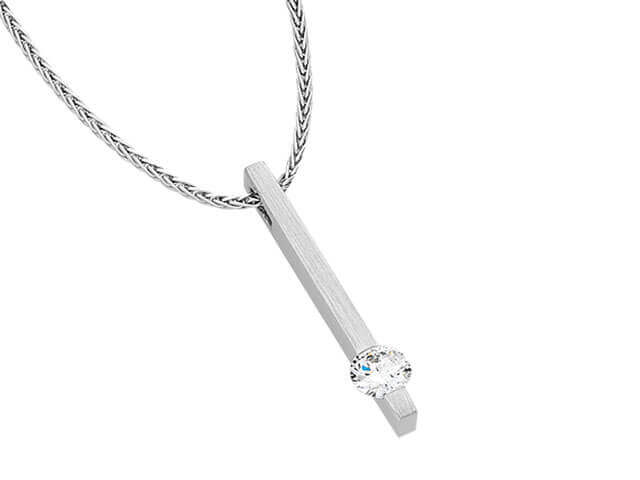 Long Bar Set Round Diamond Pendant C853