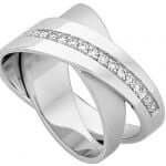 A Crossover Dress Ring Set With Diamonds C339 adorned with two rows of sparkling diamonds.
