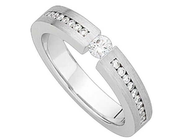 A White Gold Tension Set Round Diamond Ring With Diamonds Band C900 wedding ring.