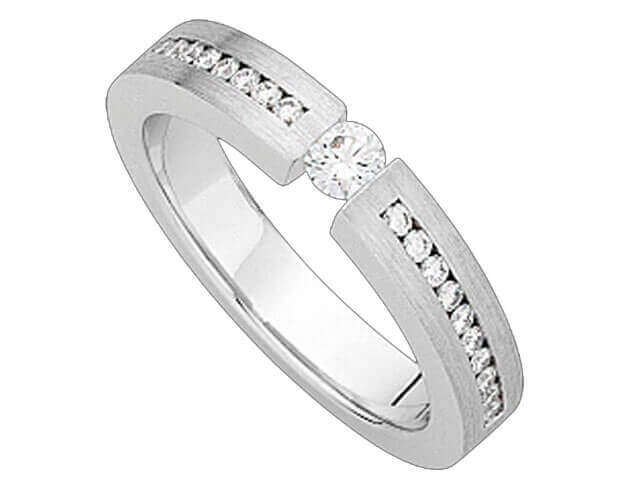 A White Gold Tension Set Round Diamond Ring With Diamonds Band C900 wedding ring.