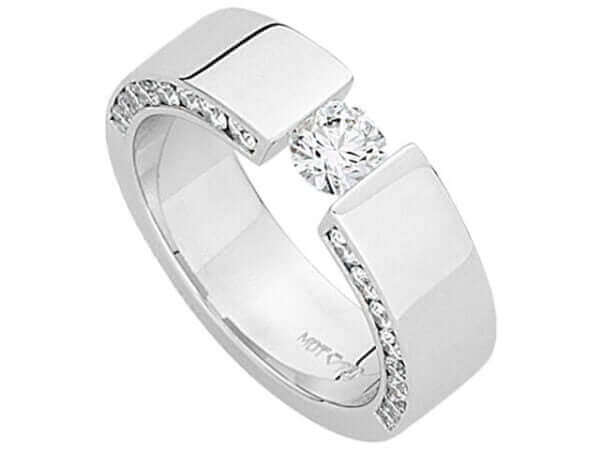 Tension Set Round Brilliant Cut Diamond Ring C909