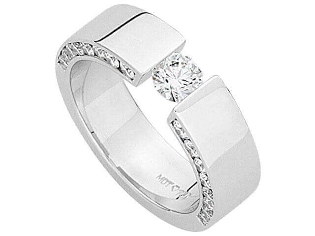 Tension Set Round Brilliant Cut Diamond Ring C909