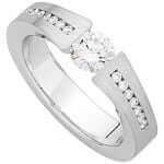 A White Gold Tension Set Round Diamond With Tapered Diamonds Band C910 engagement ring with a round diamond in the center.