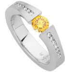 A Platinum Tapered Tension Set Yellow Diamond Ring C910Y and diamond ring in platinum.
