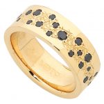 A Wide Dress Ring With Random Set Black Diamonds C915 adorned with black diamonds.