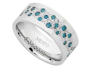 A Random Set Dress Ring With Sky Blue Diamonds C915 adorned with sky blue diamonds.