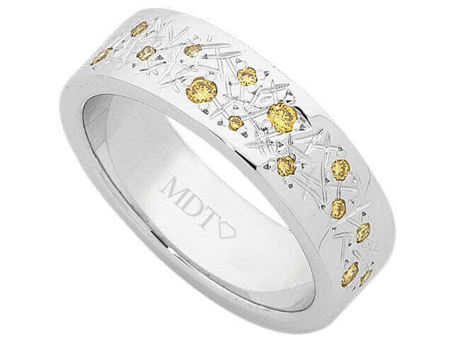 Wide Random Set Dress Ring With Yellow Diamonds C915