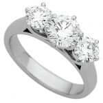 Platinum Three Stone trilogy Round Diamond Ring C917
