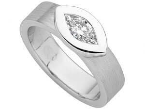 A Bezel Set Marquise Diamond Ring C922 in white gold.