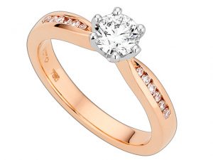 MDT DESIGN Signature Rose Gold Round White & Pink Diamond Ring C997