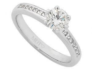 A MDT DESIGN Signature Round Diamond with Channel set Diamond Band C998 engagement ring, handcrafted by MDT DESIGN in white gold.