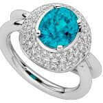 An oval Blue Zircon & Diamond Ring C944.