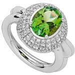 Green Tourmaline & Diamond Ring C946 with a green tourmaline and diamonds.