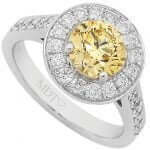 Fancy Yellow Round Halo Diamond Ring C949