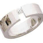 A Tension Set Round Diamond Ring C420 in white gold with a diamond in the center.