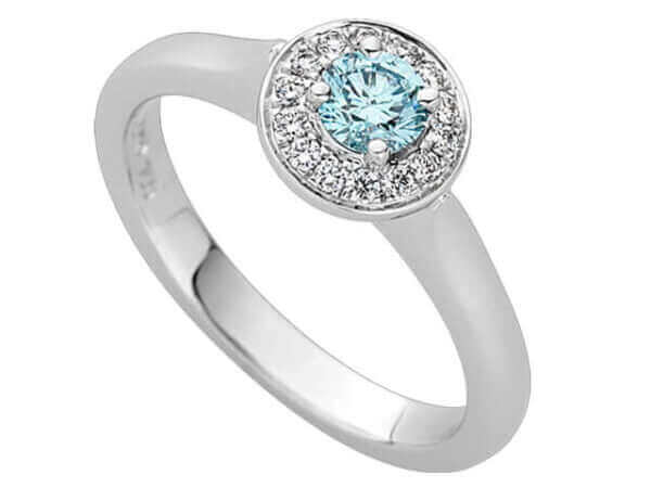 Halo Blue Round Diamond Ring C1004