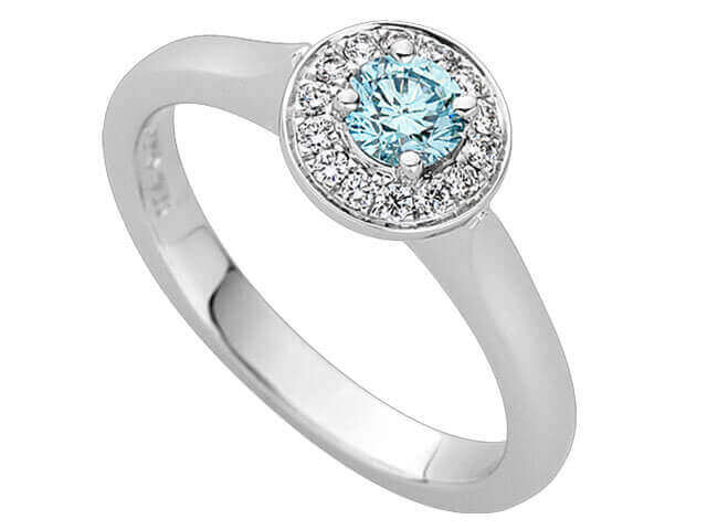 Halo Blue Round Diamond Ring C1004