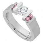 A Tension Set White & Pink Diamond Ring C950 with exquisite pink diamonds.