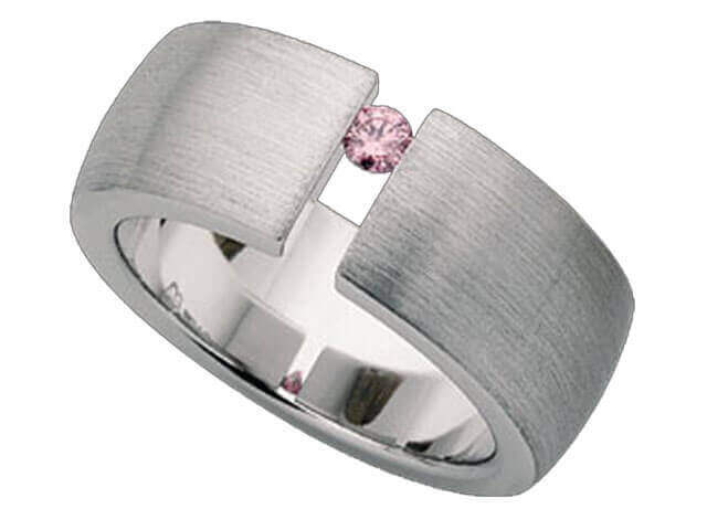 A Tension Set Pink Diamond Ring C432 with a pink diamond.