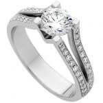 Round Diamond Ring With Split Grain Set Diamonds Band C955