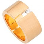 A Wide Tension Set Round Diamond Ring C117 with a tension set round diamond.