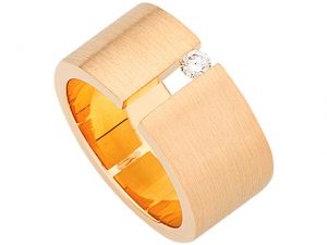A Wide Tension Set Round Diamond Ring C117 with a tension set round diamond.