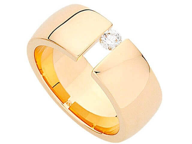 A Tension Set Round Diamond Ring C432 with a Round Diamond in the center.