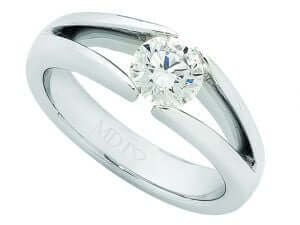 Double Split Tension Set Diamond engagement Ring in 18ct white gold C976