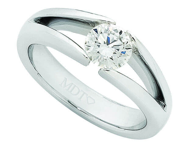 Double Split Tension Set Diamond engagement Ring in 18ct white gold C976