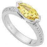 Marquise Shaped Fancy Yellow Diamond engagement ring with white diamond sholders C987